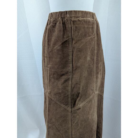 DENIM & CO.! LUXURIOUS TOASTY TAN BROWN GENUINE SUEDE LEATHER SKIRT! SZ M - Picture 3 of 8